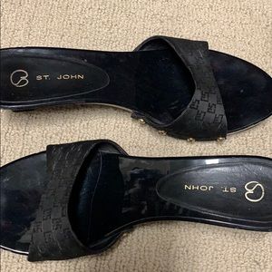 St John black wooden sandals 8.5 women’s